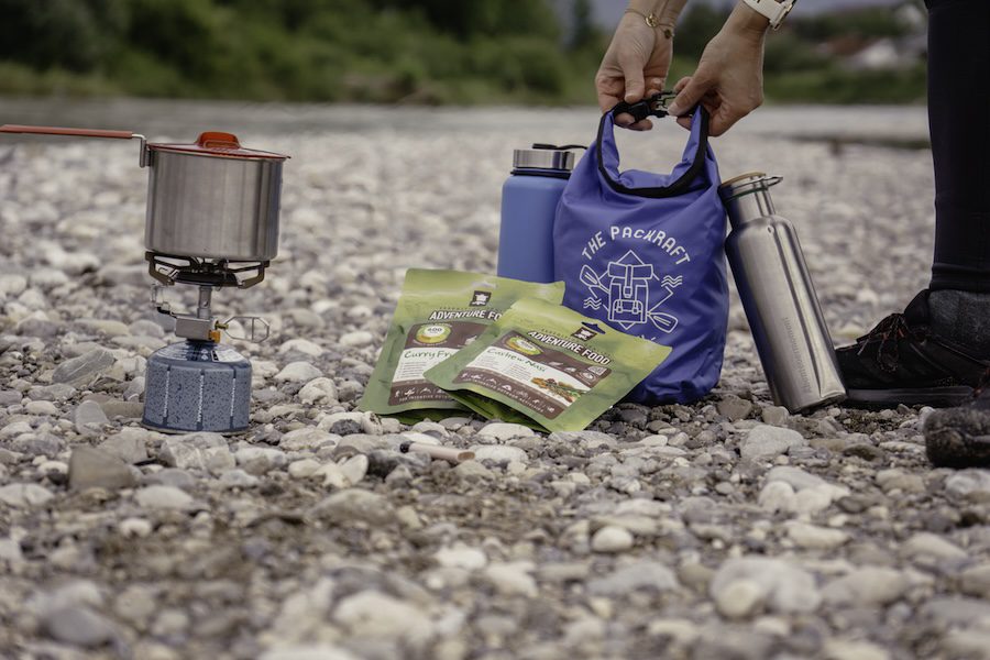 Mittagessen beim Packrafting